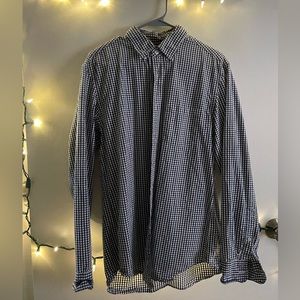 J Crew Mercantile Small Navy/White Checkered Button Up. 98% cotton. 2% elastane